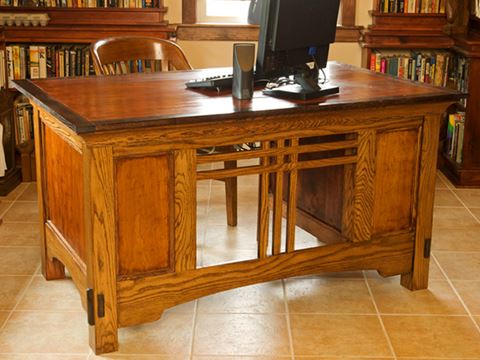 oak and white office desk