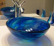 Blue water Glass Vessel Install